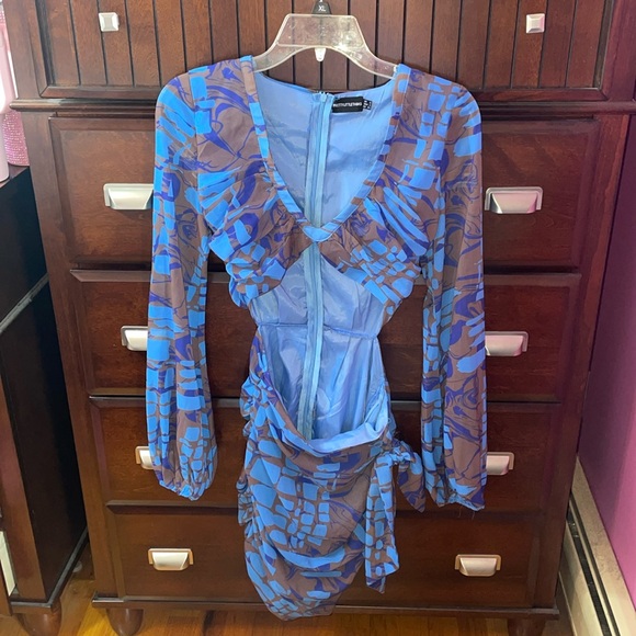 PLT Blue Abstract Print Bodycon Dress 💙 - Picture 2 of 7
